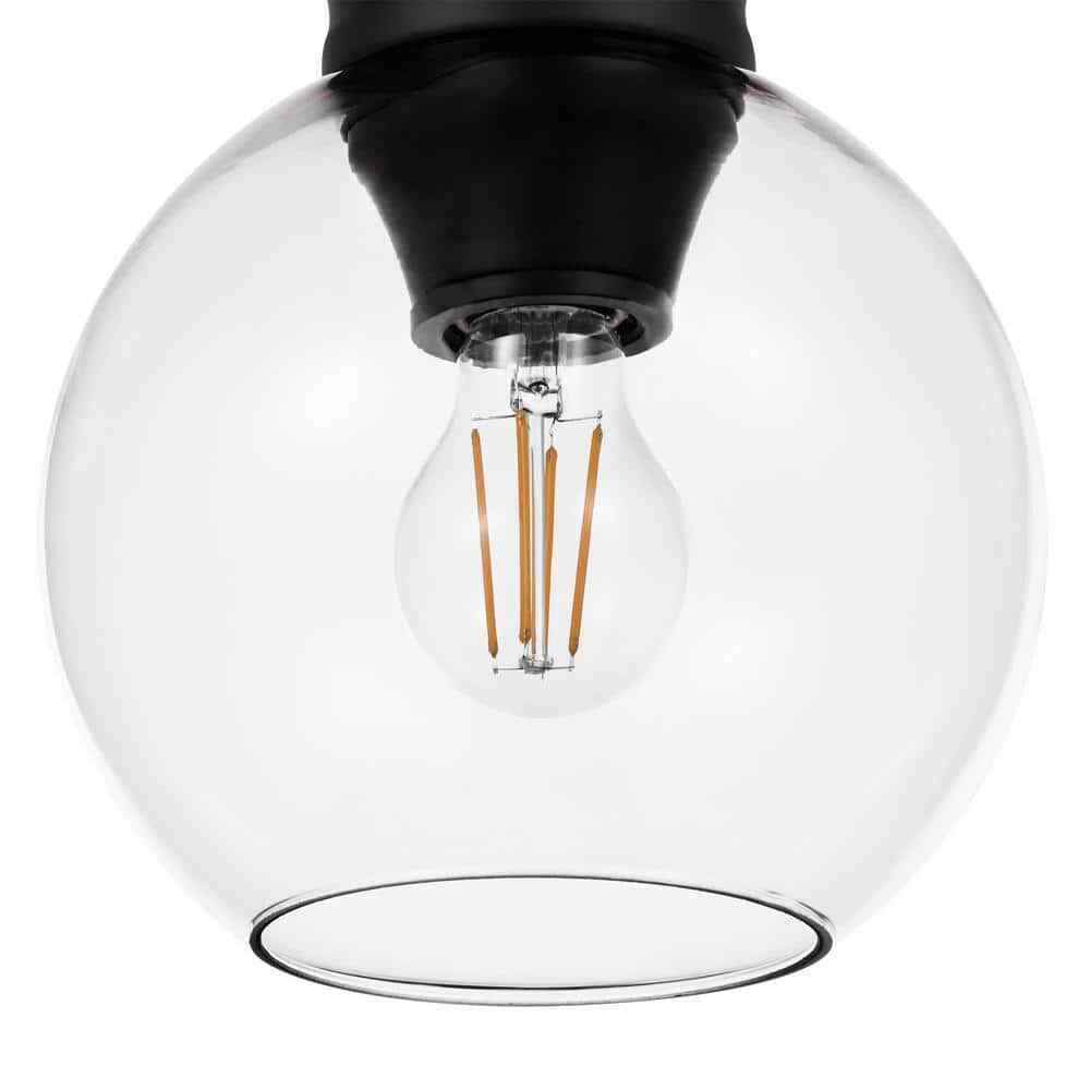 Home Decorators Evelyn 8 in Matte Black Flush Mount Ceiling Light w/ Clear Glass