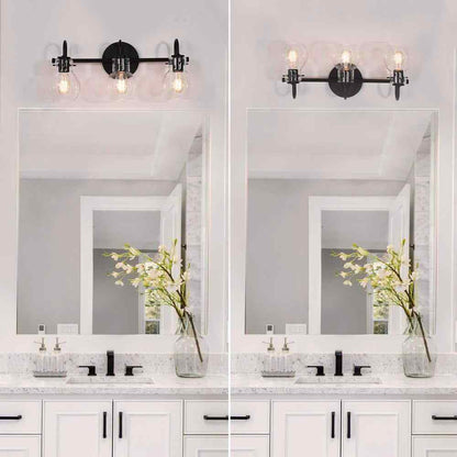 LNC 22 in. 3-Light Modern Black Bathroom Vanity Light w/Clear Glass Globe Shades