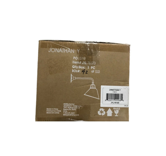 JONATHAN Y Croydon 9.63 in. Gray 1-Light Iron LED Gooseneck Arm Outdoor Sconce