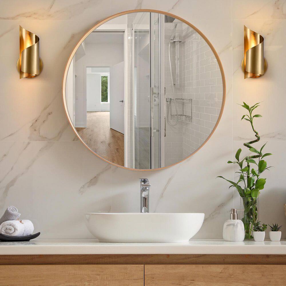 Merra 1-Light Gold Modern Wall Sconce Light Fixture with Novelty Scroll Shade