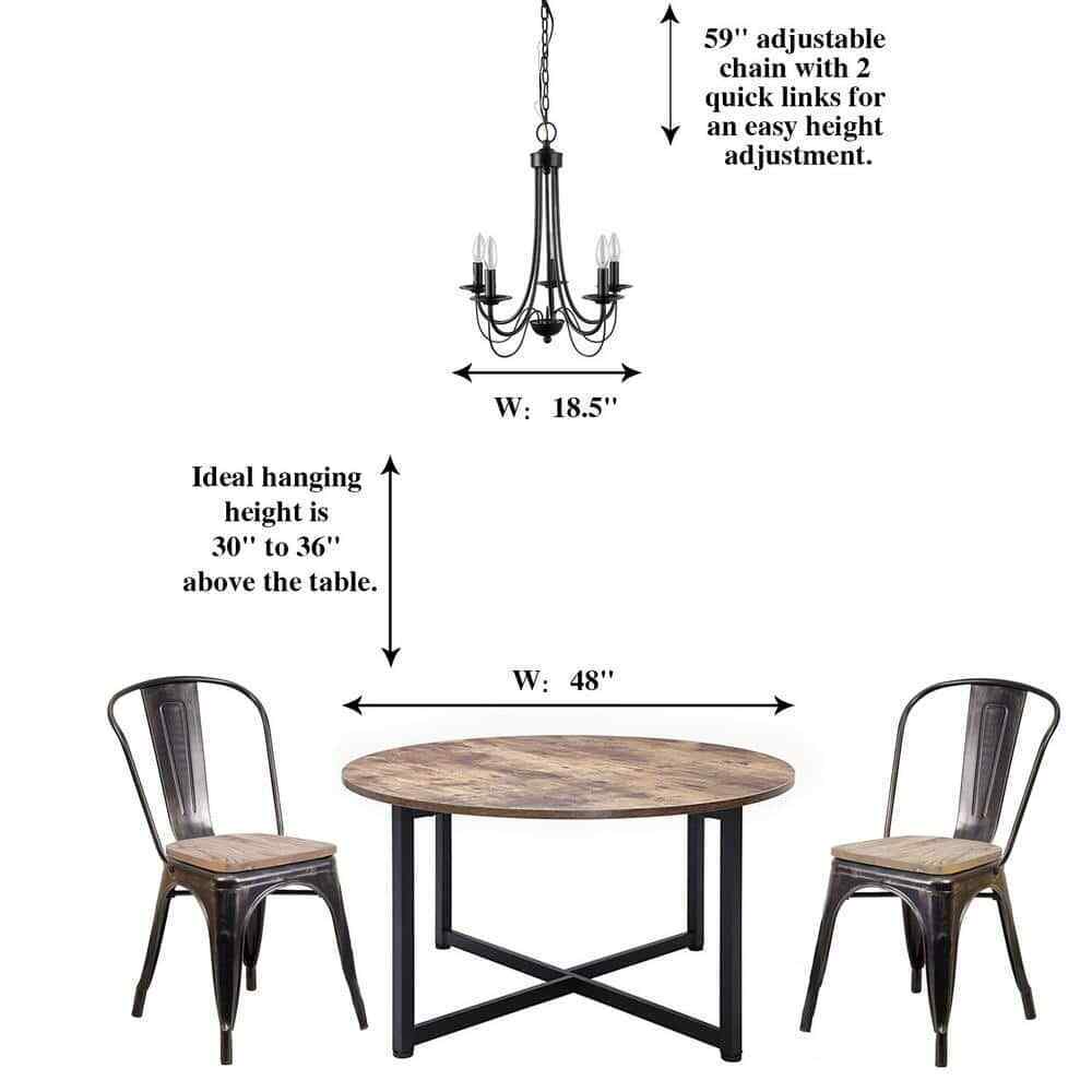 LNC Modern Black Candlestick Island 5-Light 18.5 in. Classic Pendant Chandelier