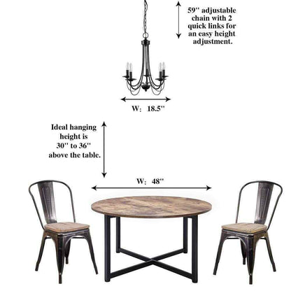 LNC Modern Black Candlestick Island 5-Light 18.5 in. Classic Pendant Chandelier