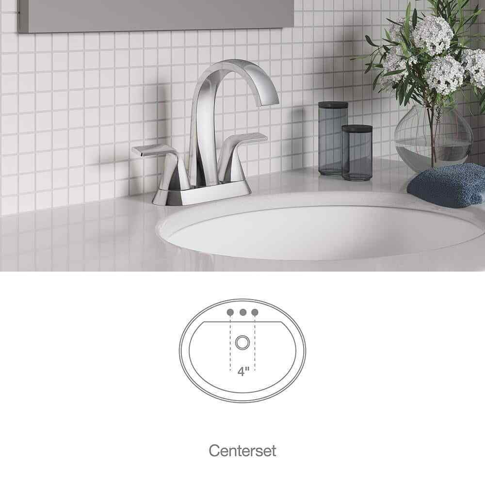 KOHLER Cursiva 4 in. Centerset Double Handle Bathroom Faucet in Polished Chrome
