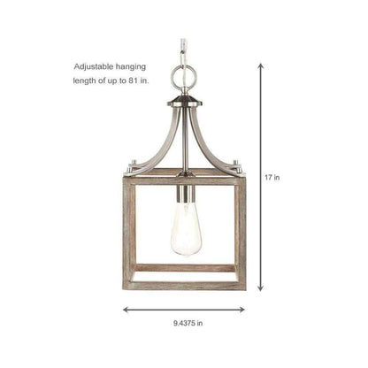 Hampton Bay Boswell Quarter Brushed Nickel Mini-Pendant w/Weathered Wood Accents