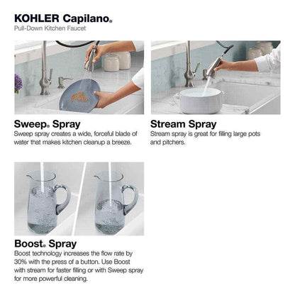 KOHLER Capilano Single-Handle Pull-Down Kitchen Faucet w/ Boost Technology