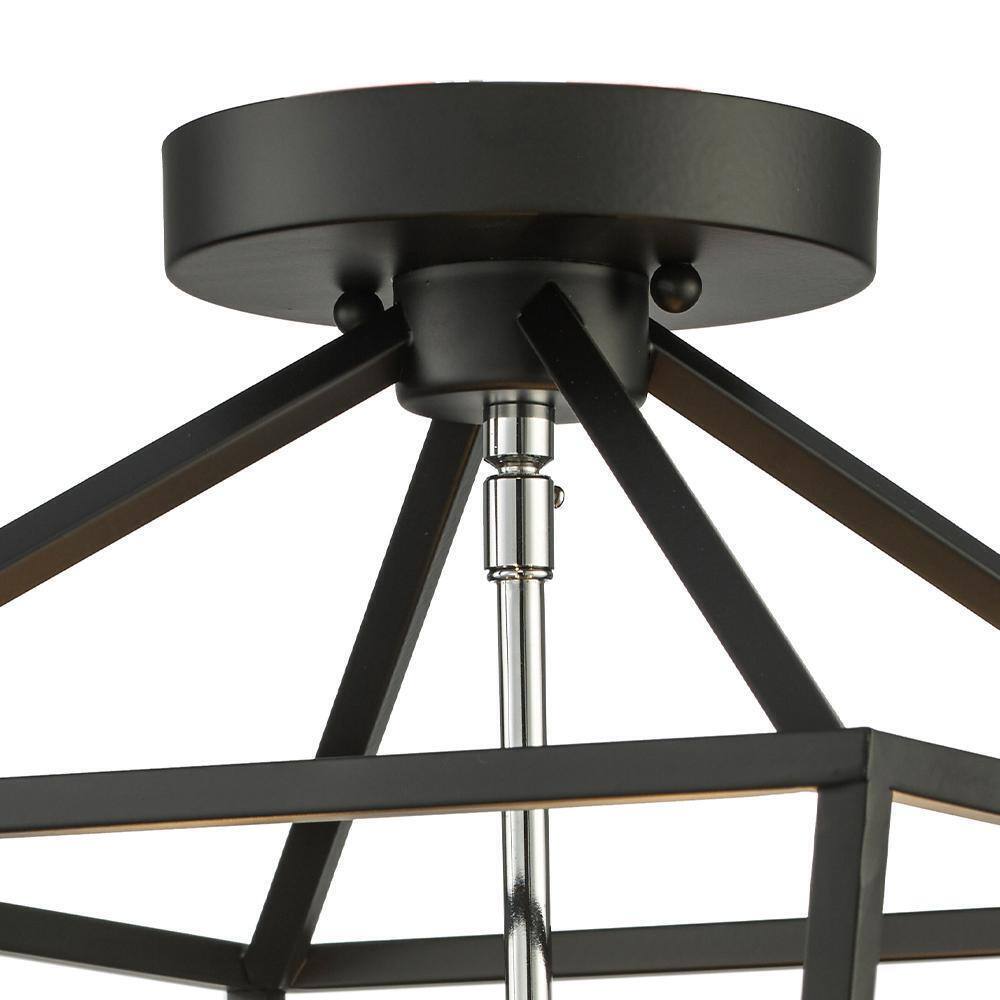Home Decorators Weyburn 16.5 in. 4-Light Black/Chrome Lantern Semi-Flush Mount