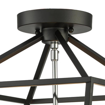 Home Decorators Weyburn 16.5 in. 4-Light Black/Chrome Lantern Semi-Flush Mount