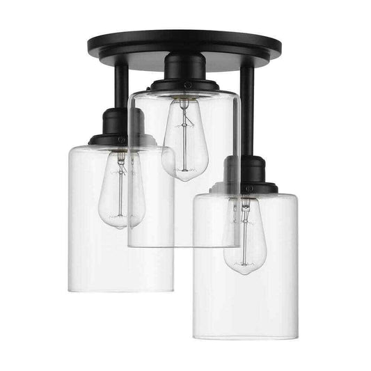 Globe Electric Annecy 13 in. 3-Light Matte Black Semi-Flush Mount