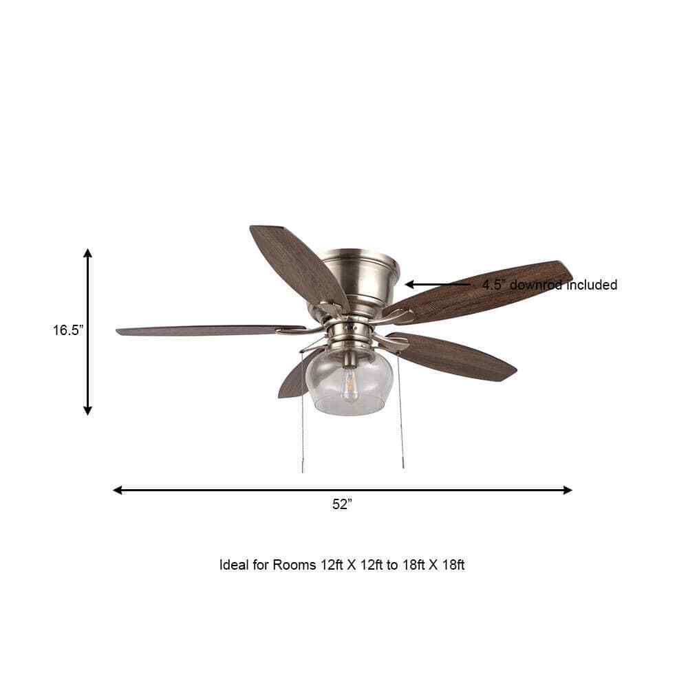 Hampton Bay Stoneridge 52 in. LED Brushed Nickel Hugger Ceiling Fan