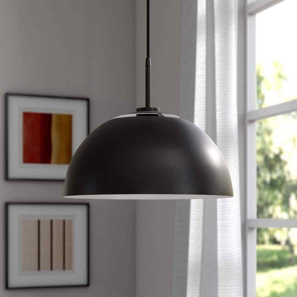 Meyer&Cross Jordyn 16 in. 1-Light Modern Matte Black Pendant with Metal Shade