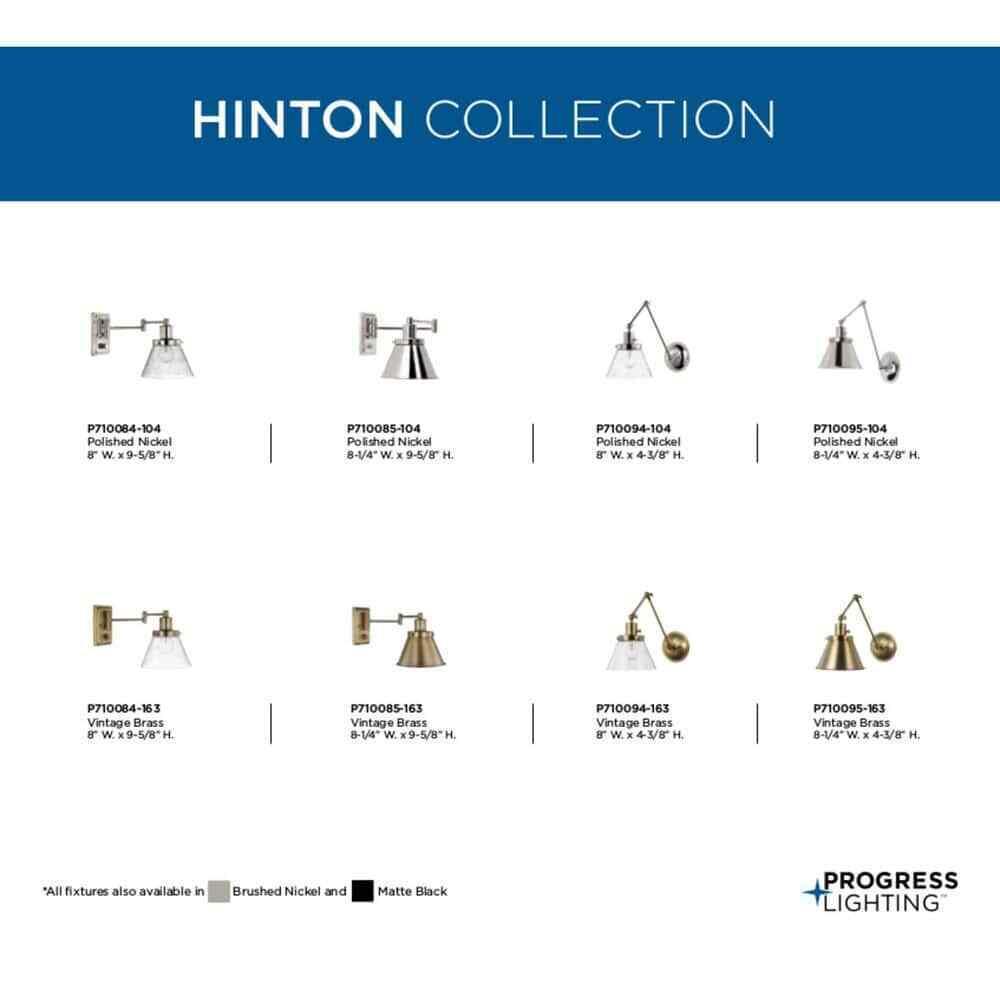 Progress Lighting Hinton Gold Vintage Brass Swing Arm Adjustable Wall Sconce