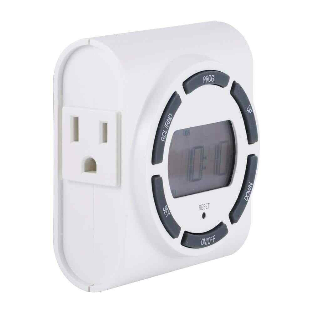 Defiant 15 Amp 7-Day Indoor Plug-In Digital Timer with 2-Grounded Outlets White