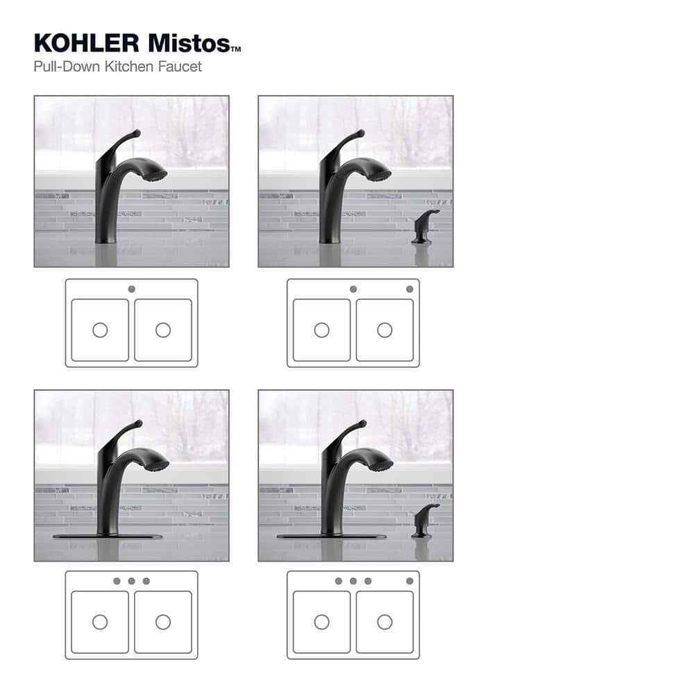 KOHLER Mistos Single-Handle Pull-Out Sprayer Kitchen Faucet in Matte Black