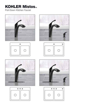 KOHLER Mistos Single-Handle Pull-Out Sprayer Kitchen Faucet in Matte Black
