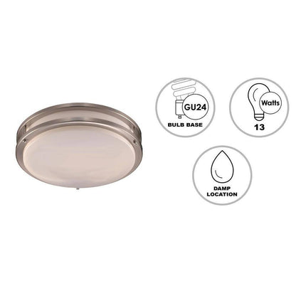 Bel Air Lighting Barnes 14 in. Brushed Nickel Flush Mount Ceiling Light Fixture