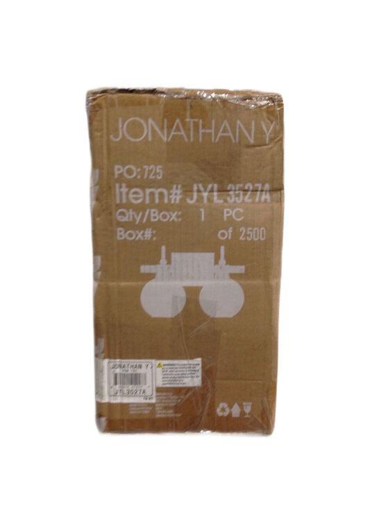 JONATHAN Y Marais 14.5 in. 2-Light Iron/Glass Rustic Vintage LED Vanity Light