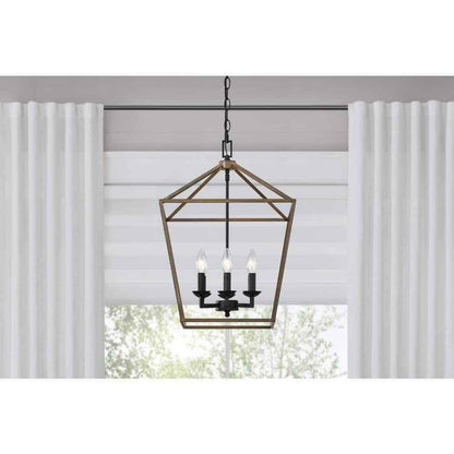 Home Decorators Weyburn Black and Faux Wood Farmhouse Chandelier Light Fixture