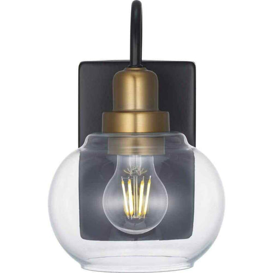 Home Decorators Halyn 4.5 in. 1-Light Matte Black Indoor Wall Sconce