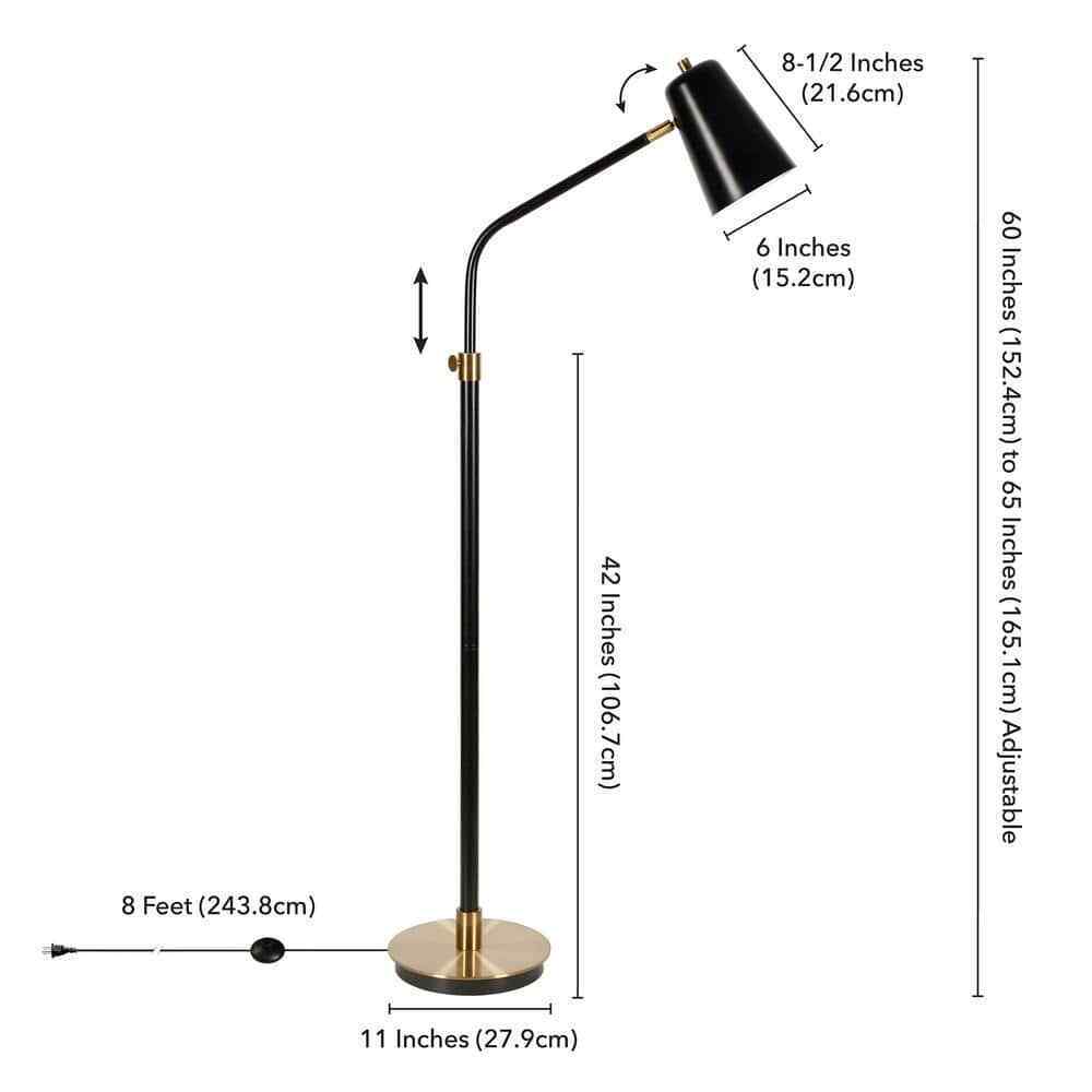 Meyer&Cross Austen 65 in. Matte Black and Brass Floor Lamp
