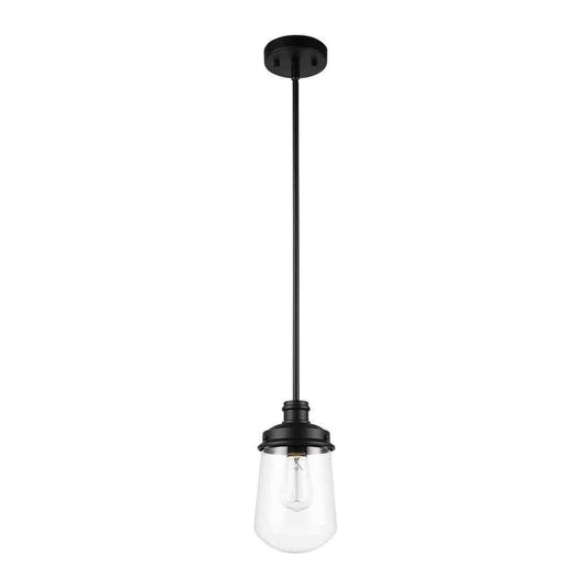 Globe Electric Abraham 1-Light Matte Black Pendant Light with Clear Glass Shade