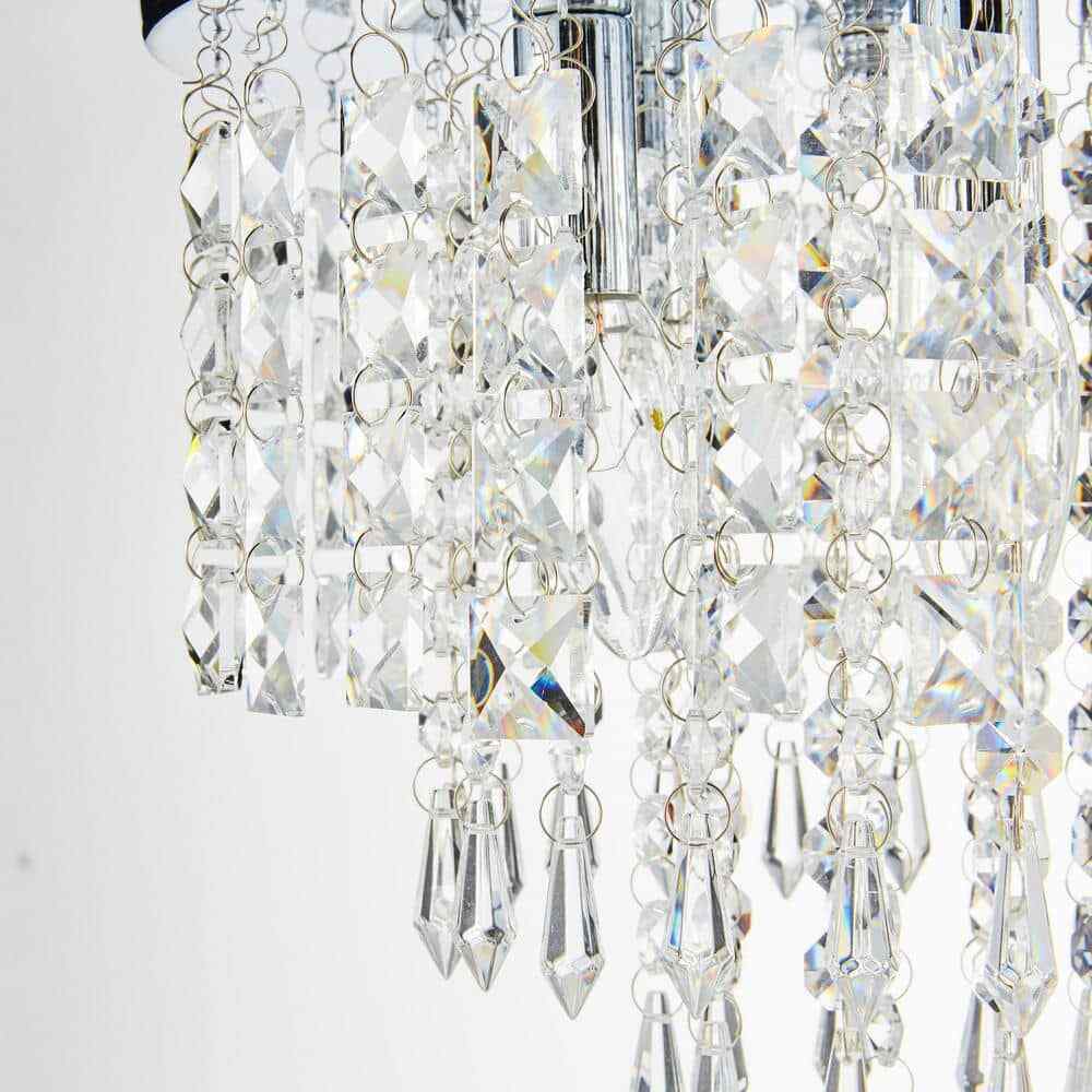 Merra 11 in. 5-Light Chrome Flush Mount Chandelier with K9 Crystals