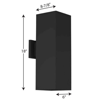 Progress Lighting Square 6 in. Black Modern Outdoor Wall Lantern Up-Down Light