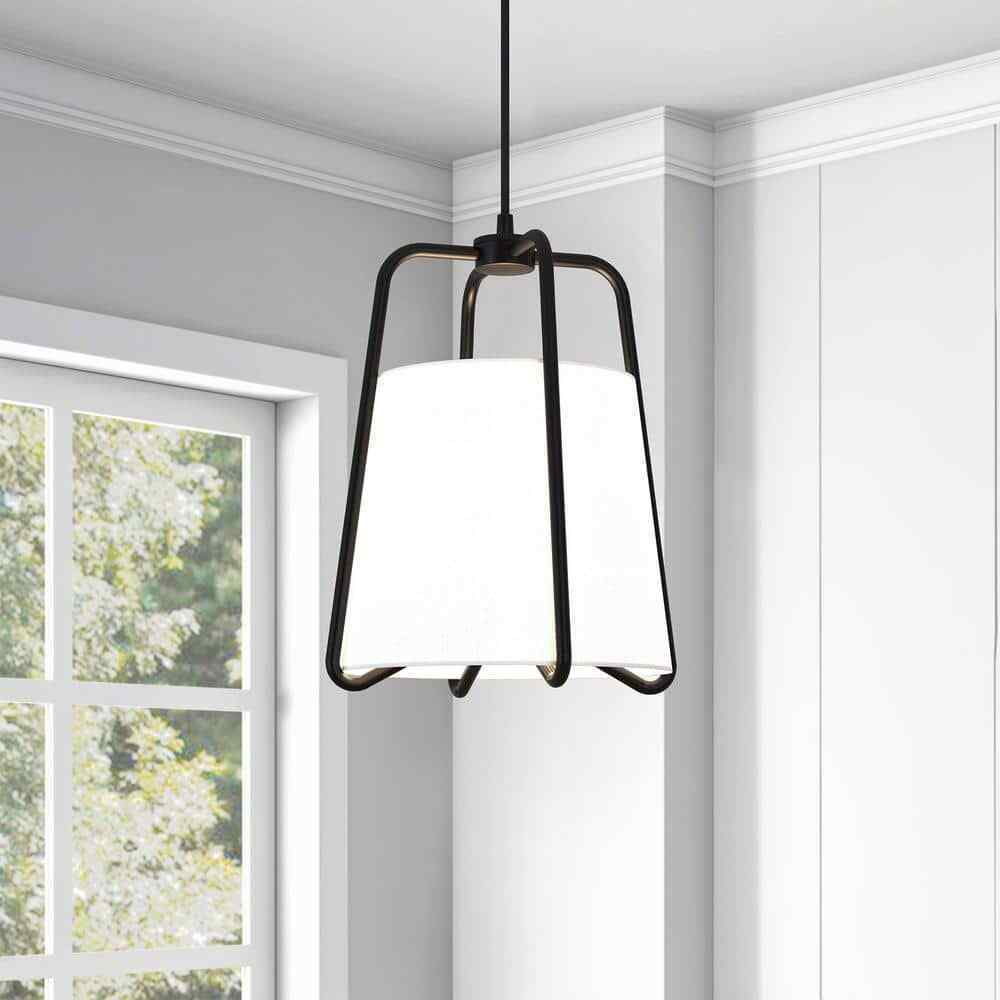 Meyer&Cross Marduk 1-Light Blackened Bronze Contemporary Fabric Pendant