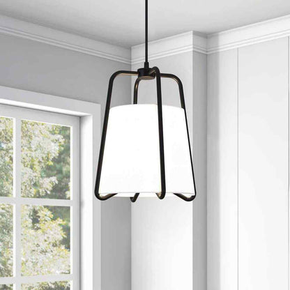 Meyer&Cross Marduk 1-Light Blackened Bronze Contemporary Fabric Pendant