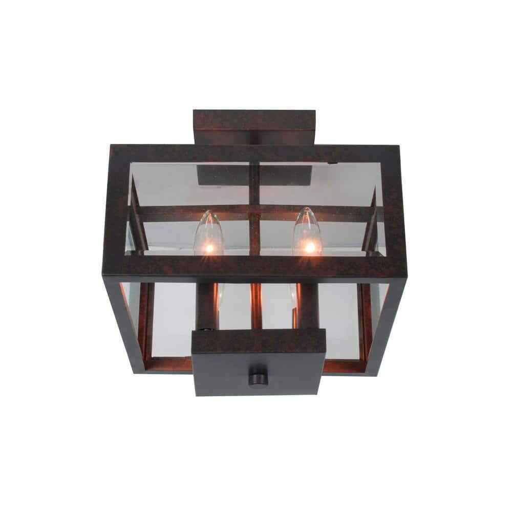 Hampton Bay Tallarook 11 in. 4-Light Oxide Brass Semi Flush Mount Ceiling Light
