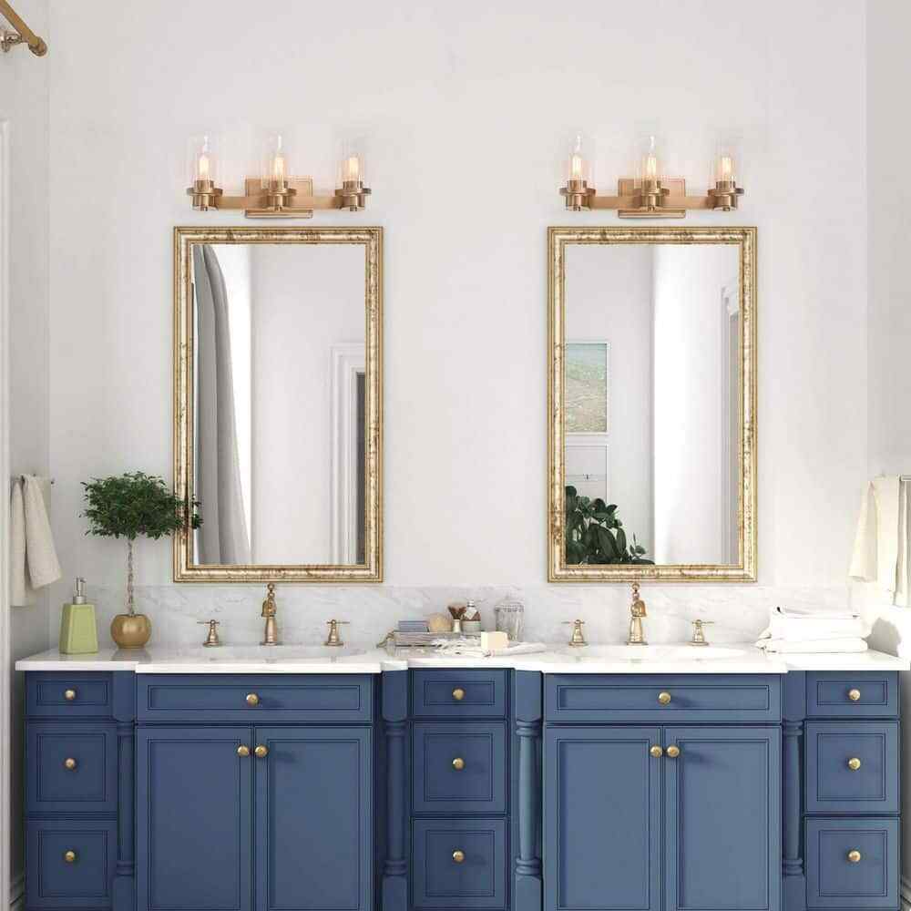 LNC Modern Industrial 3-Light Dark Gold Bathroom Vanity Light