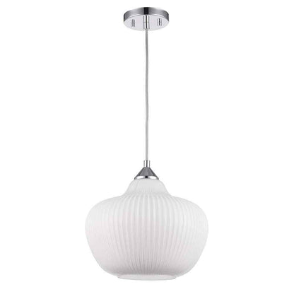 Home Decorators Pompton Chrome Light Fixture w/ White Ribbed Glass Globe Shade