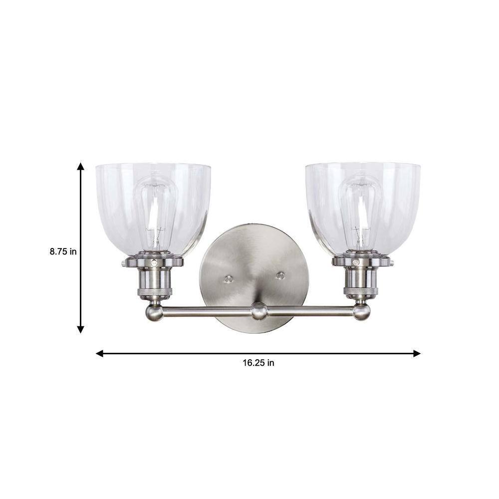 Home Decorators Collection Evelyn 16.25 in. 2-Light Brushed Nickel Vanity Light