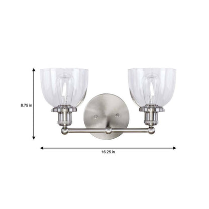 Home Decorators Collection Evelyn 16.25 in. 2-Light Brushed Nickel Vanity Light