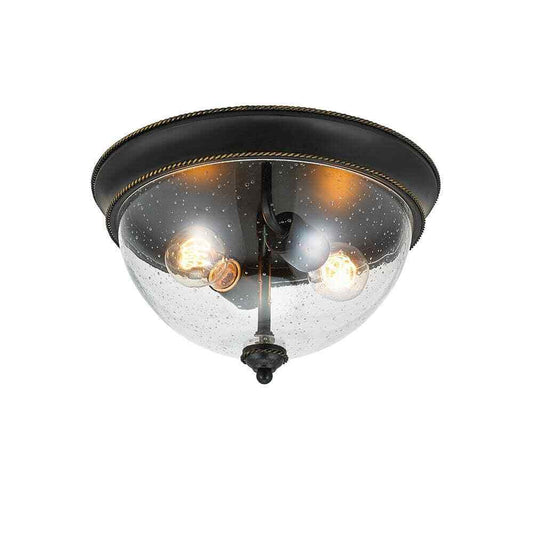 Hampton Bay 2-Light 13 in. Bronze Flush Mount Ceiling Light