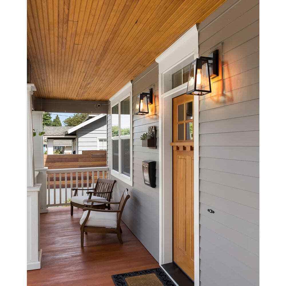 LNC Black Outdoor Sconce Clear Glass Shade Weather Resistant Wall Light