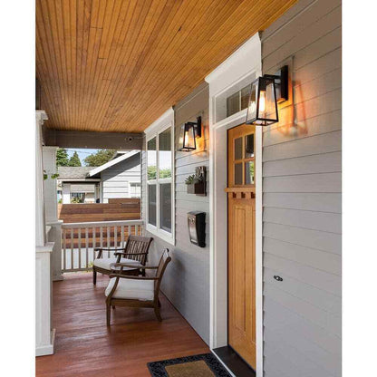 LNC Black Outdoor Sconce Clear Glass Shade Weather Resistant Wall Light