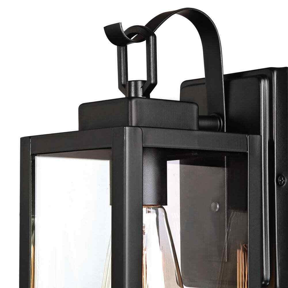Hukoro Martin 1-Light Matte Black Outdoor Wall Lantern Sconce with Clear Glass