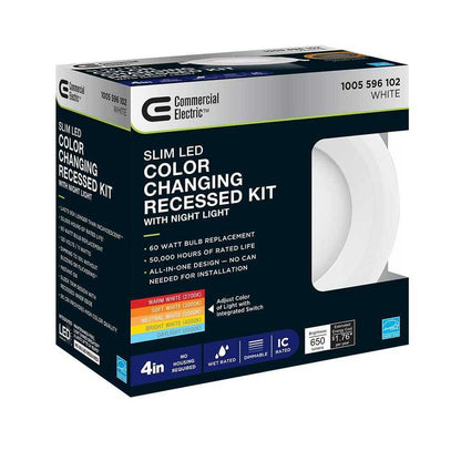 Commercial Electric 4 in. CCT Integrated LED Recessed Light Trim w/ Night Light