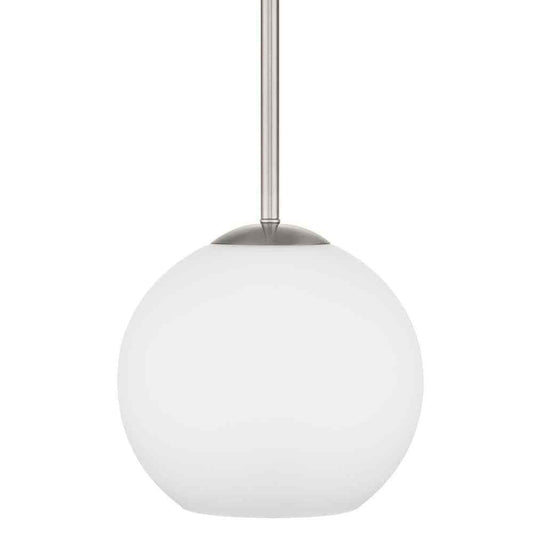 Home Decorators Vista Heights 1-Light Brushed Nickel Globe Pendant w/ Opal White