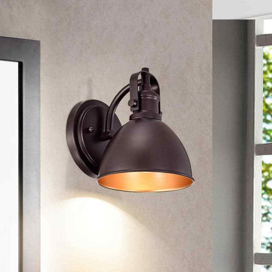 Jushua 1-Light Oil Rubbed Bronze Industrial Wall Light Sconce with Metal Shade