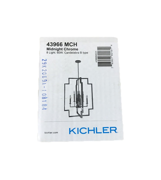 KICHLER Downtown Deco 8-Light Midnight Chrome Modern Foyer Rectangle Chandelier