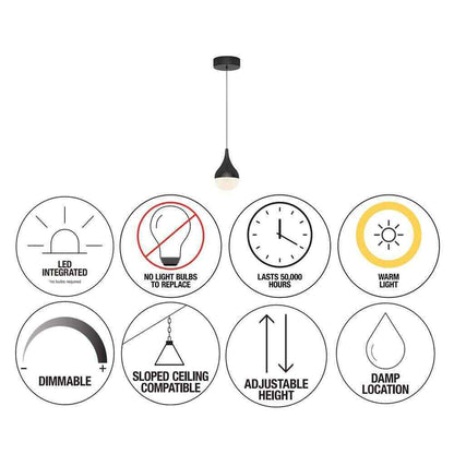 Artika Glitzer 6.5-Watt LED 1-Light Black Modern Hanging Pendant Light