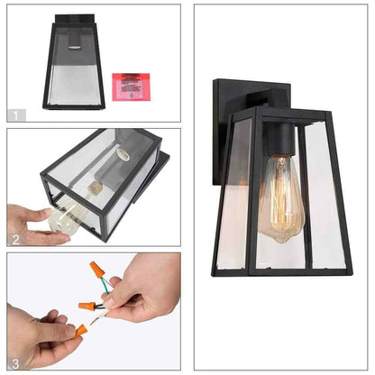 LNC Black Outdoor Sconce Clear Glass Shade Weather Resistant Wall Light