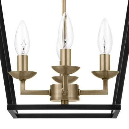 Home Decorators Weyburn 16.5 in. 4-Light Black and Gold Semi-Flush Mount