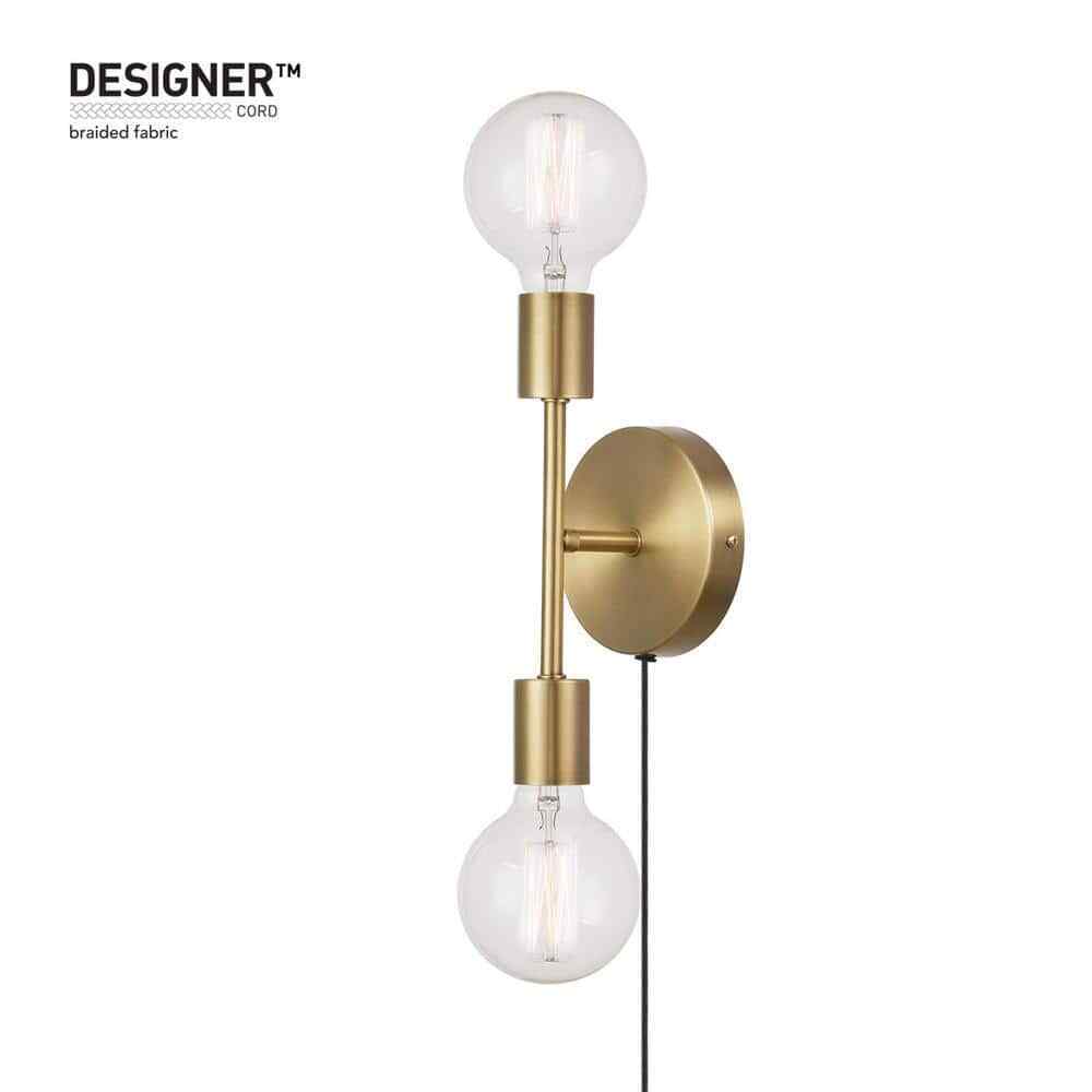 Hampton Bay Stockport 2-Light Brass Wall Sconce 65746