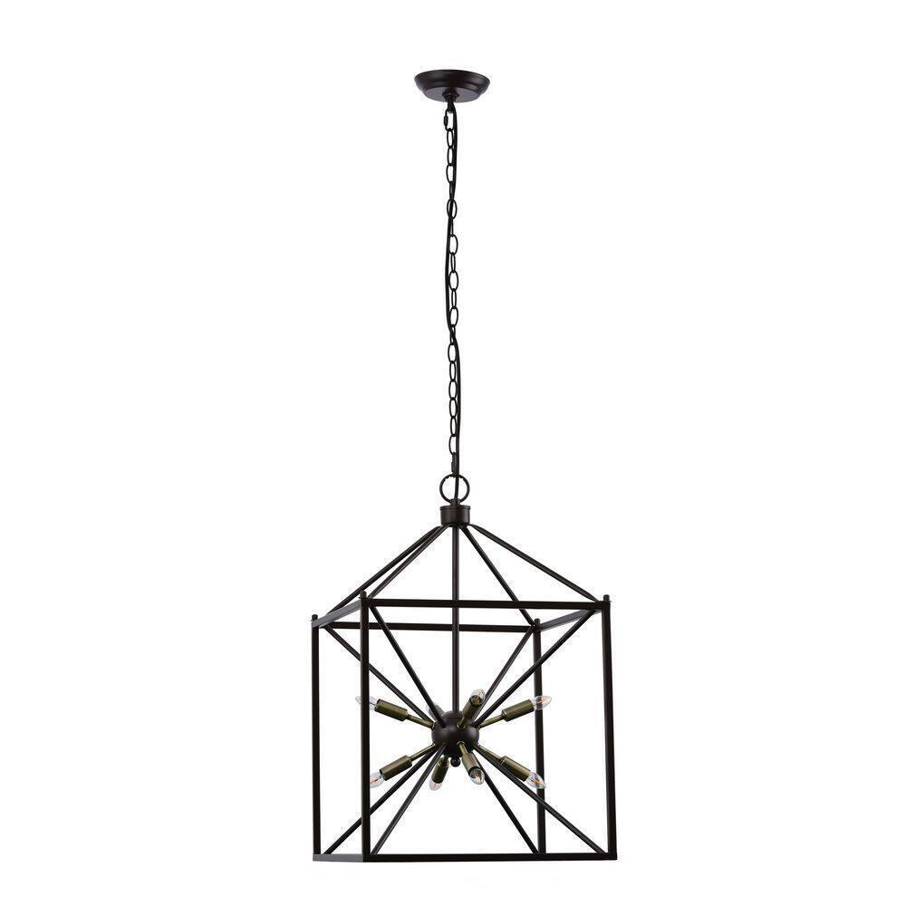 LAZZUR Touques 16 in. 8-Light Modern Matte Oil Rubbed Bronze Pendant