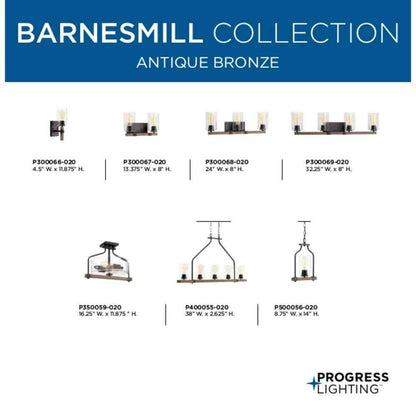 Progress Lighting 2-Light Antique Bronze Clear Seeded Glass Vanity Light