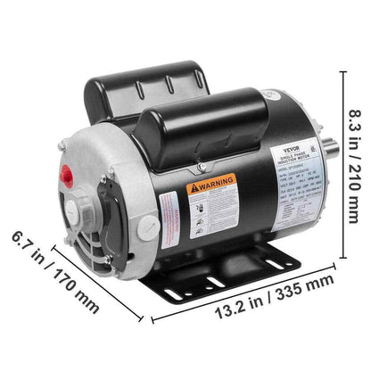 VEVOR 5HP Air Compressor Motor Single Phase Electric Motor  Keyed shaft 230V