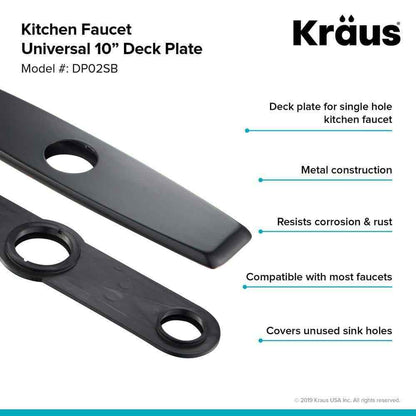 KRAUS 10.25 in. Stainless Steel Kitchen Faucet Single Hole Deck Plate, Black