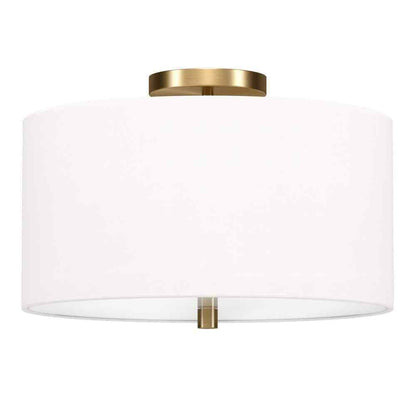 Meyer&Cross Ellis 16 in. Brass and White Semi Flush Mount with Fabric Shade